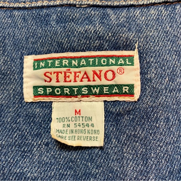 VTG Stefano 80s Blue Patchwork Light Wash Cropped Jean Jacket Denim Size M - Picture 6 of 9